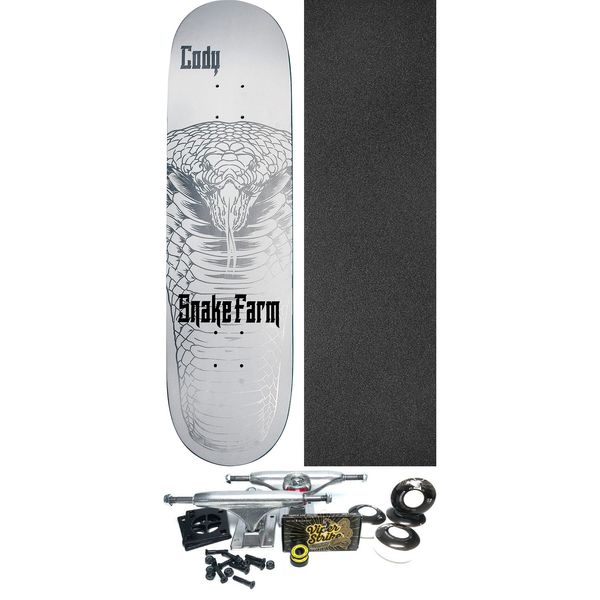 Snake Farm Skateboards Cody McEntire White Snake Moan Skateboard Deck - 8" x 32" - Complete Skateboard Bundle